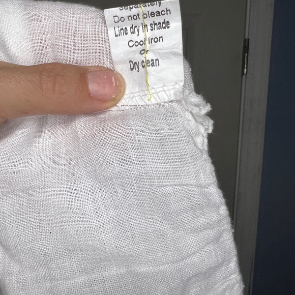 Valentina Naldi Shirt M Tank Top White Linen Peasant Eyelet Italian Cottagecore - Picture 4 of 5